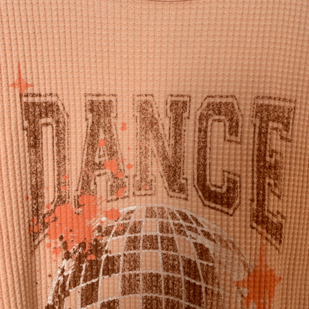 Offline by Aerie T Shirt Large Dance Club Waffle Knit Long Sleeve Peach Orange - Picture 6 of 15